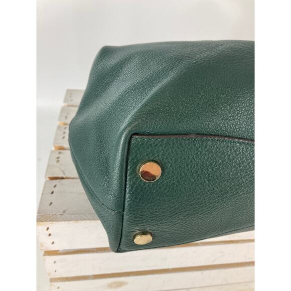 MICHAEL KORS, LARGE HUNTER GREEN PEBBLED LEATHER SHOULDER BAG - Picture 8 of 16